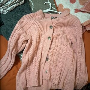 1990s to early 2000s J. Jill Pink Cable Knit Cardigan